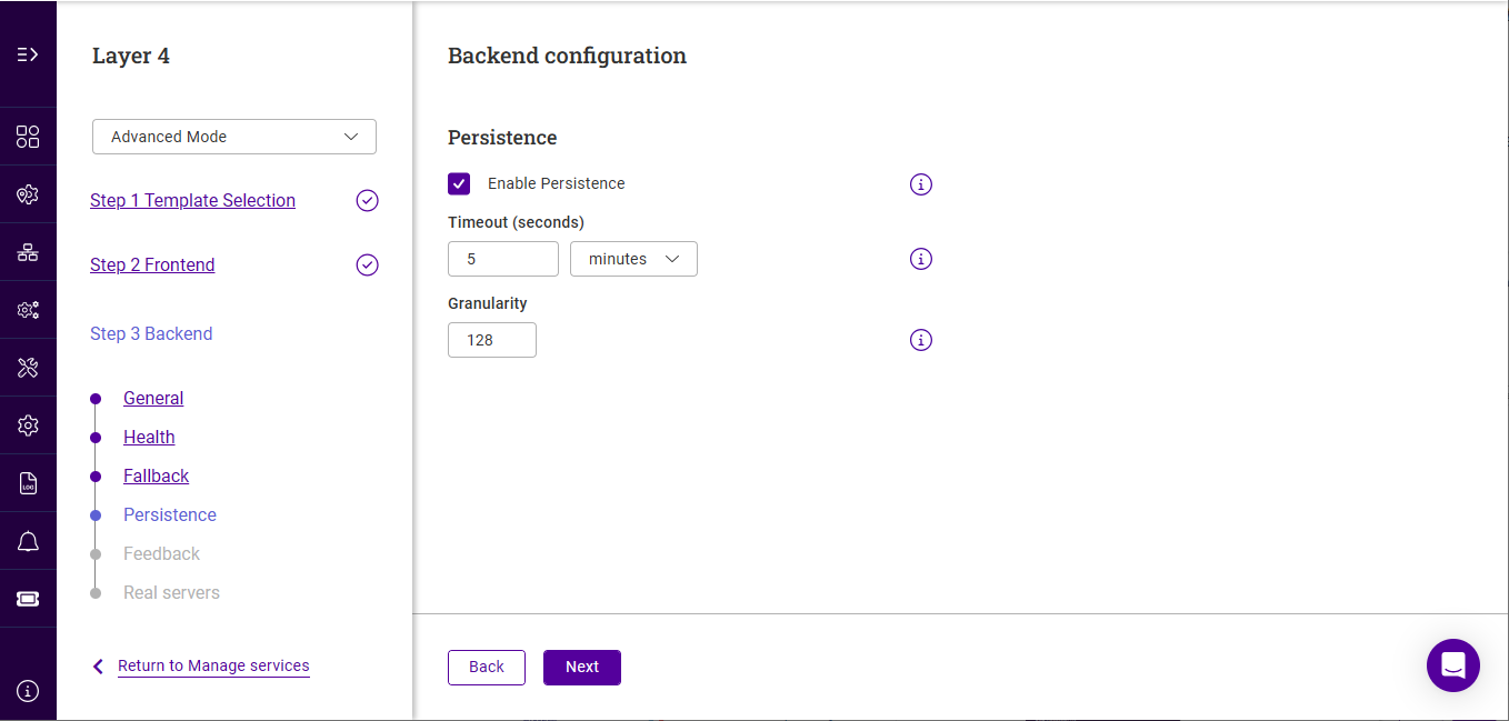 add l4 service backend persistence