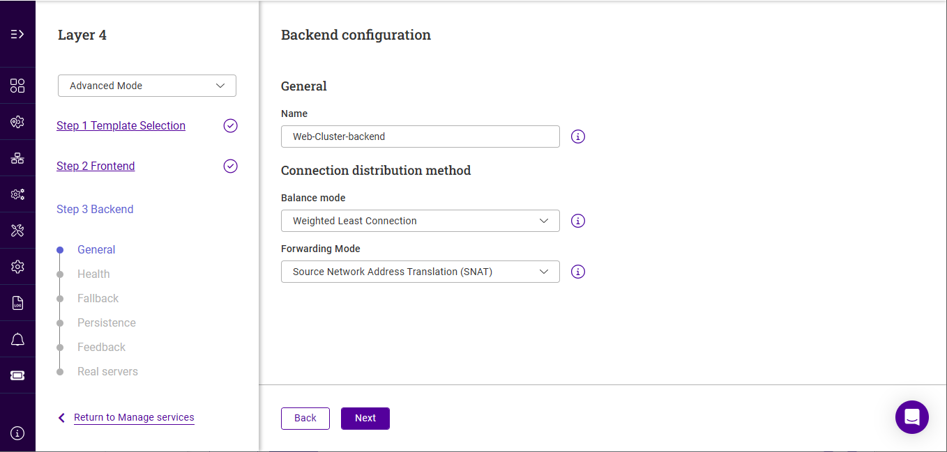 add l4 service backend