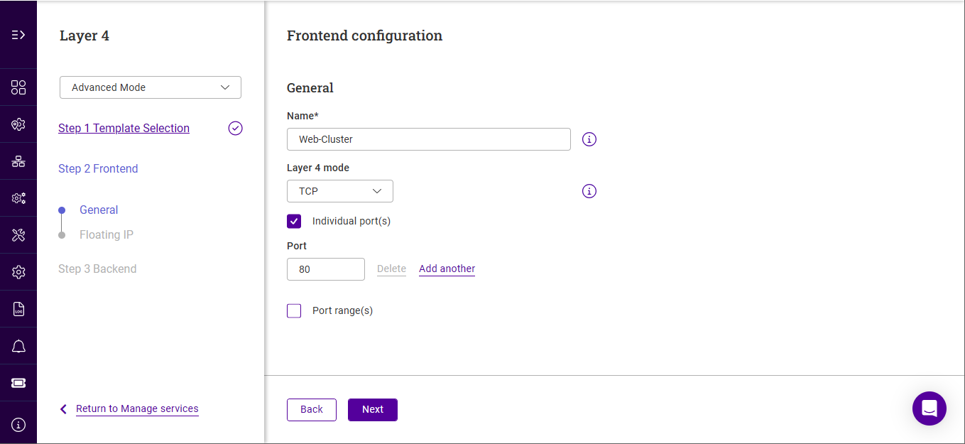 add l4 service frontend