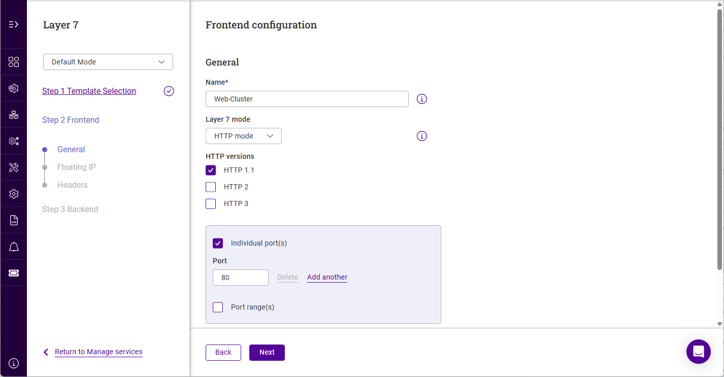 add l7 service frontend