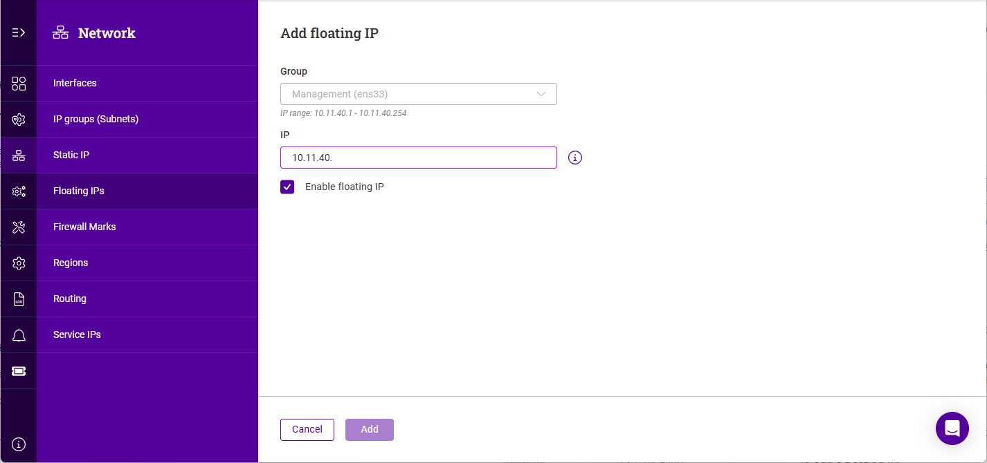 configure floating ip