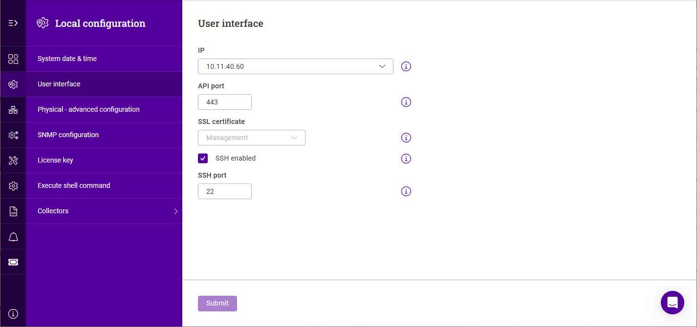 user interface settings