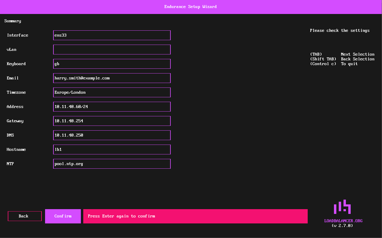 netwiz network settings confirm