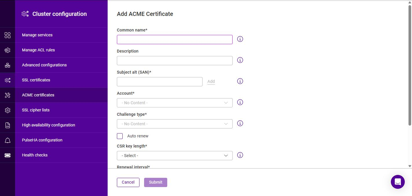 add acme certificate