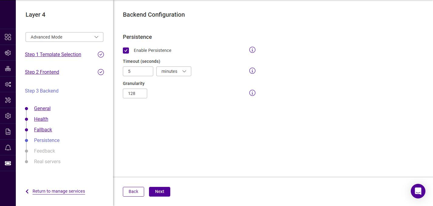 add l4 service backend persistence