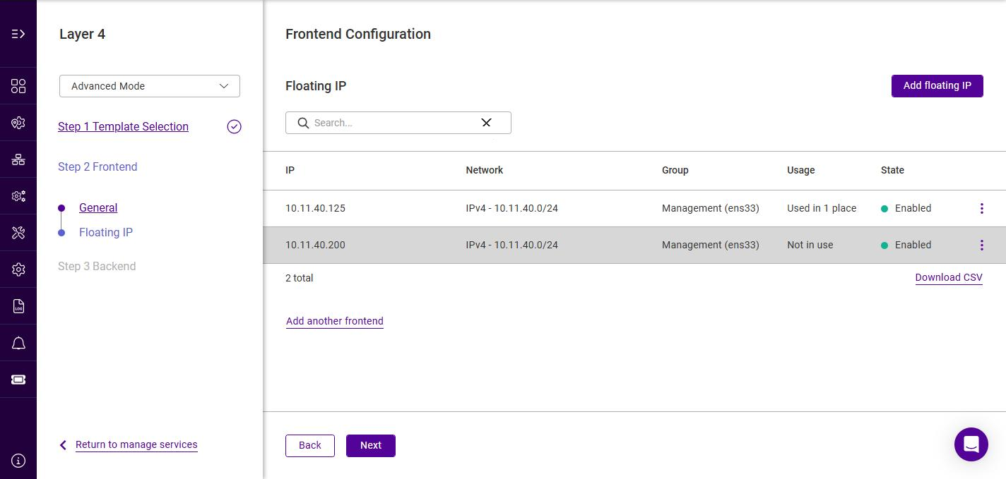 add l4 service floating ip