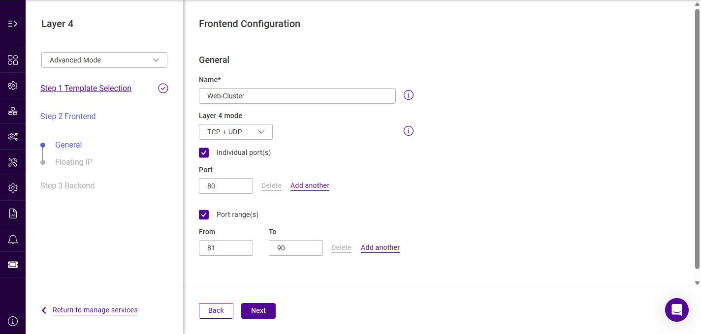 add l4 service frontend