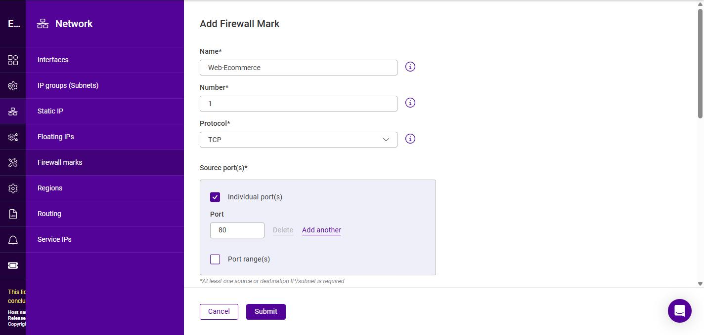 configure firewall mark