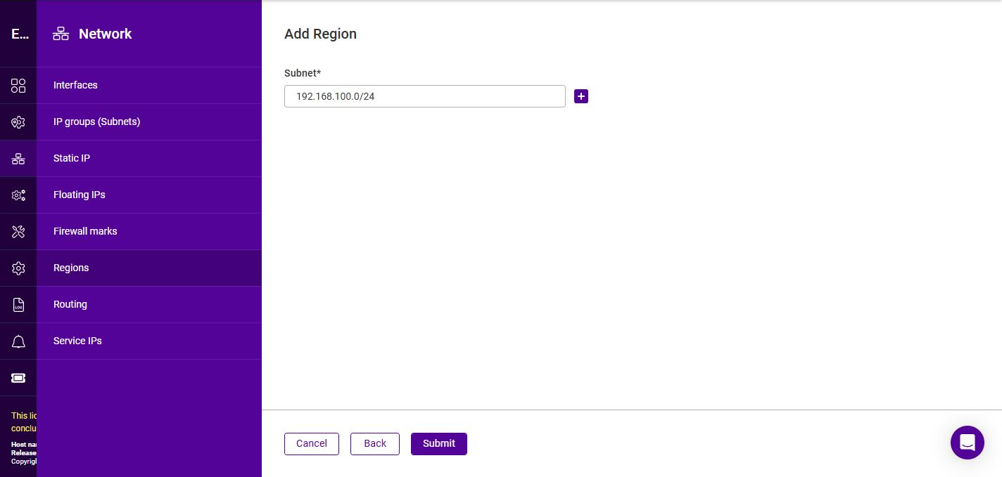 configure region subnet