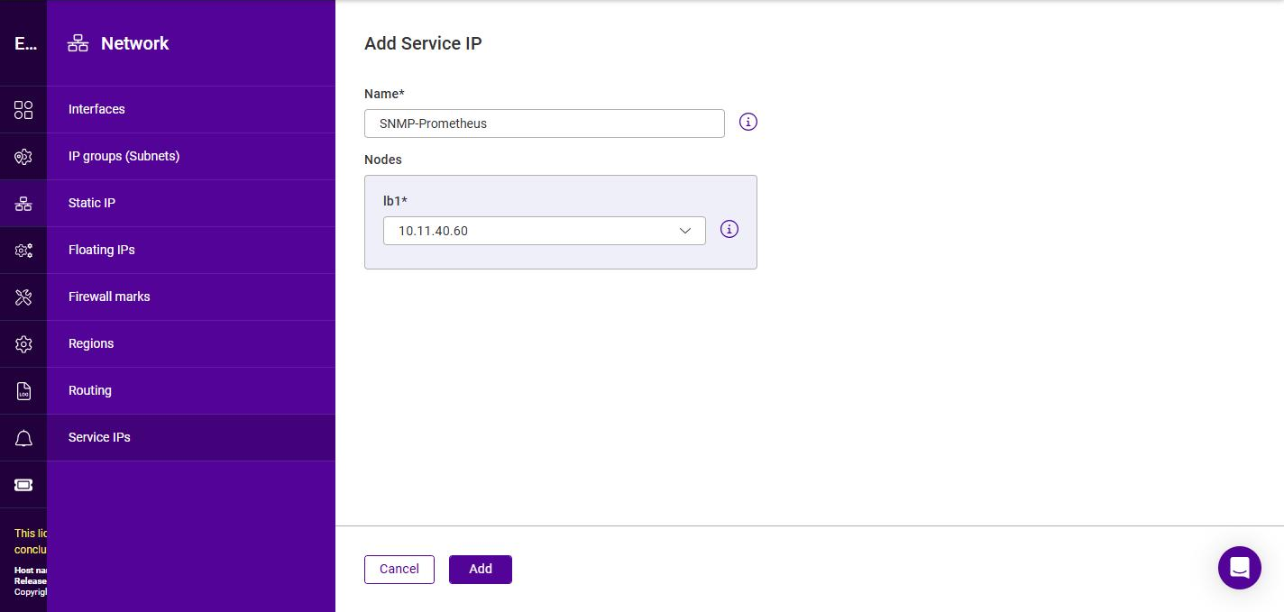 configure service ip