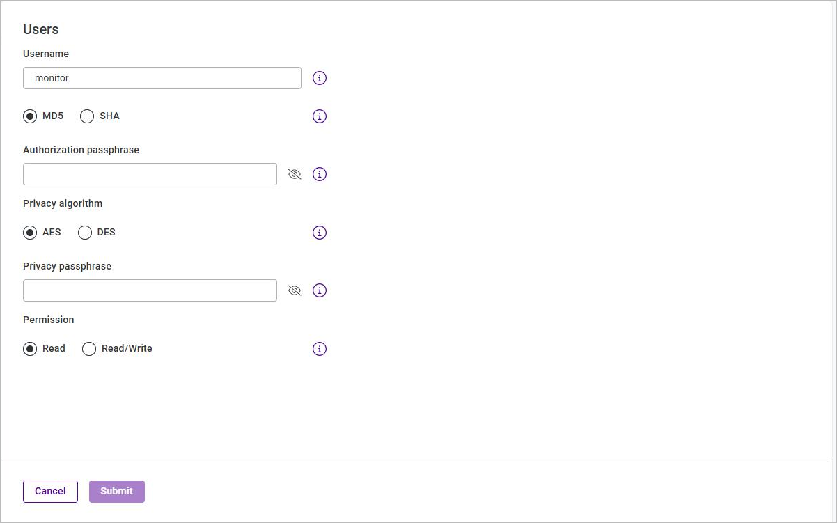 configure snmp user