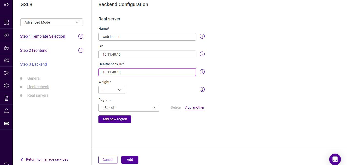 gslb add realserver