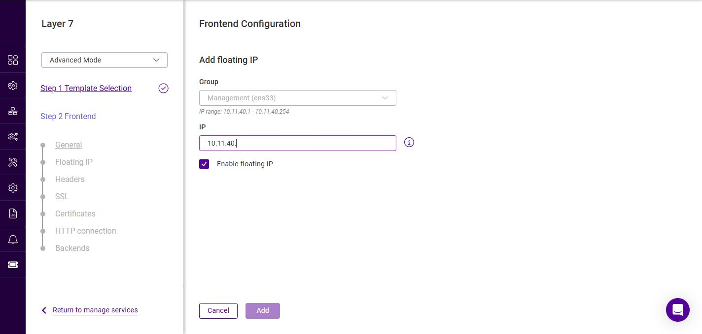 l7 add floating ip