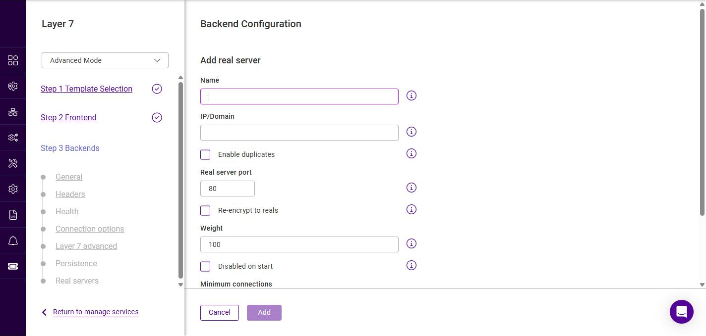 l7 backend add realserver
