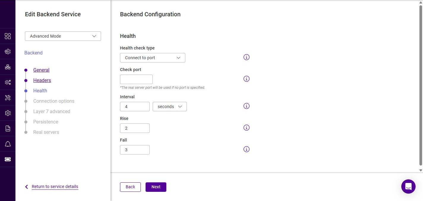 l7 backend health connect advanced
