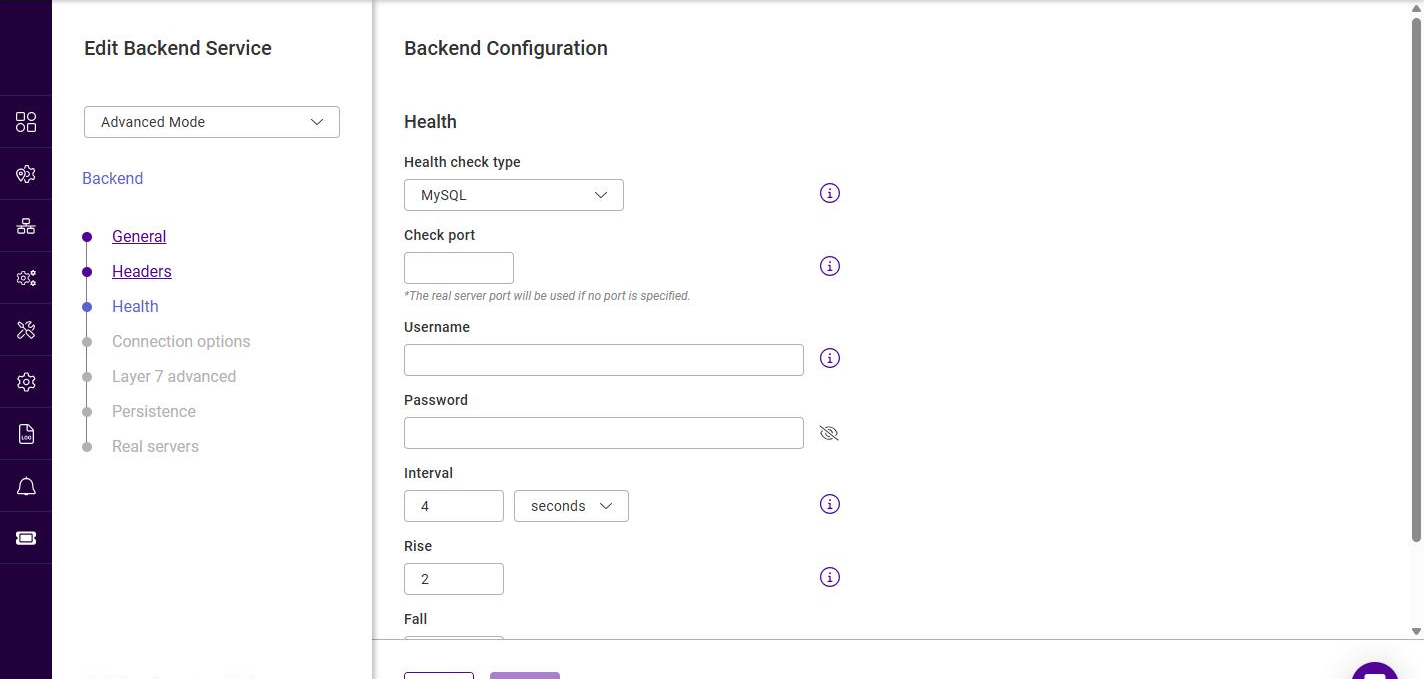 l7 backend health mysql
