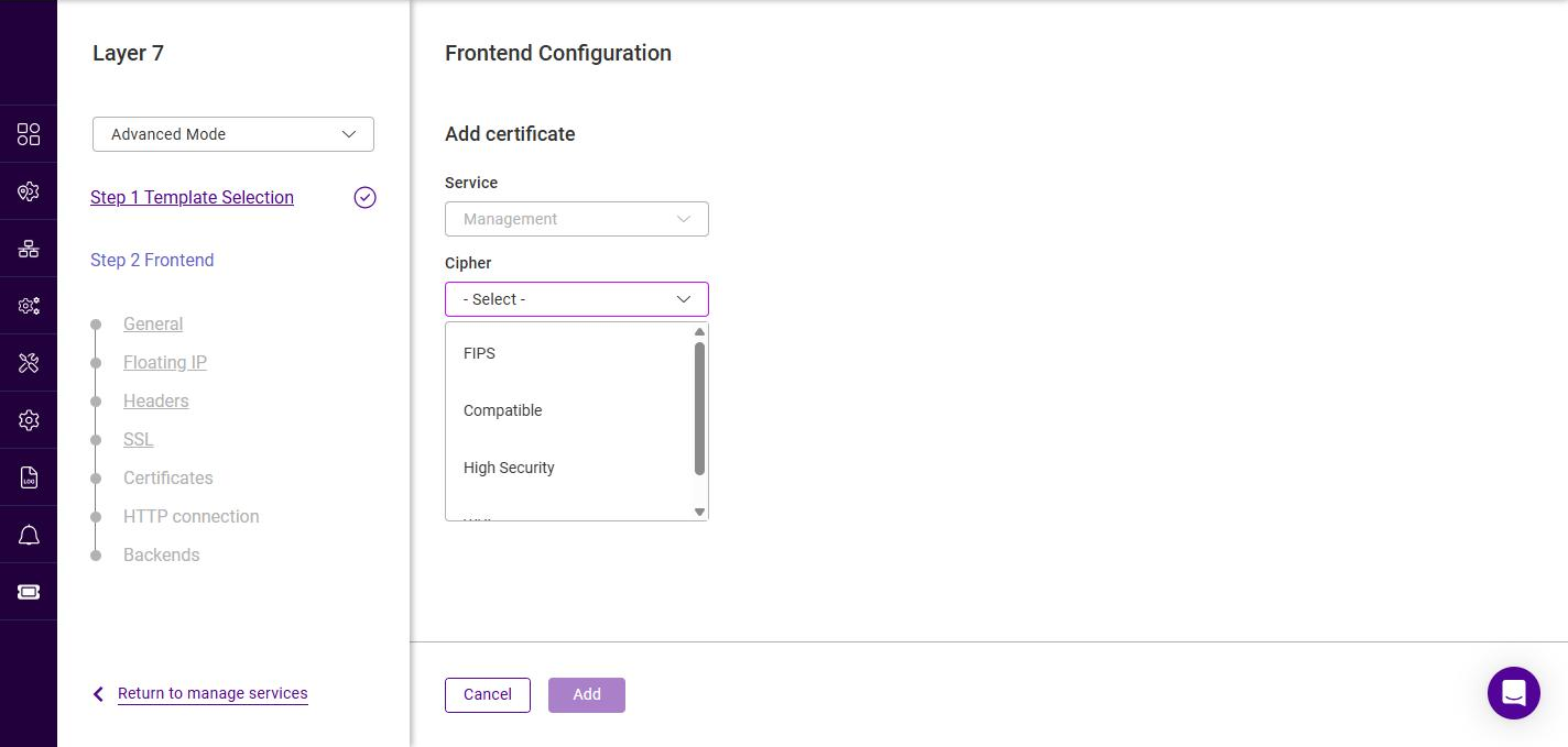 l7 frontend cipher list