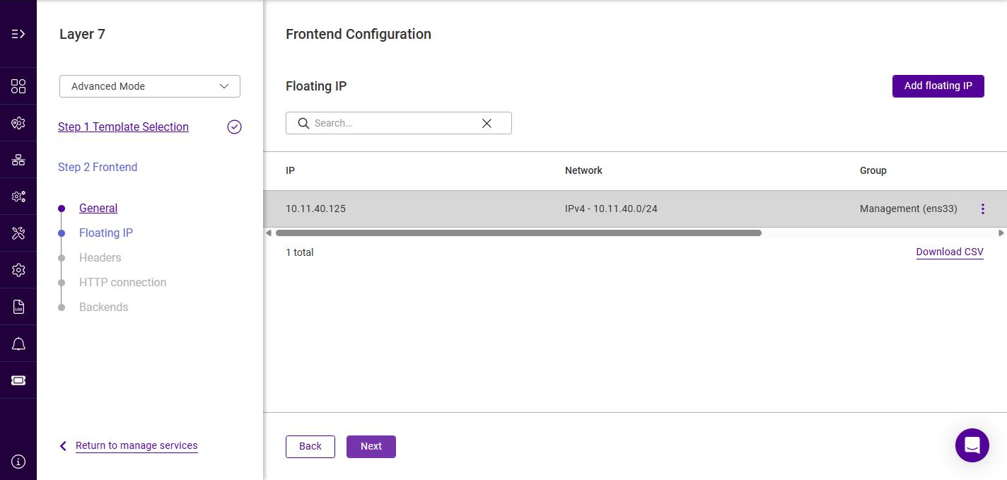l7 frontend floating ip
