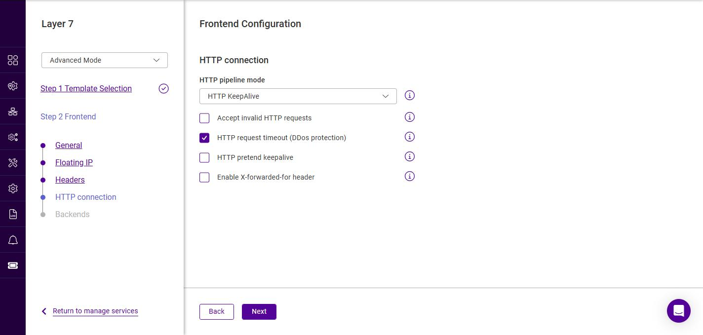 l7 frontend http connection