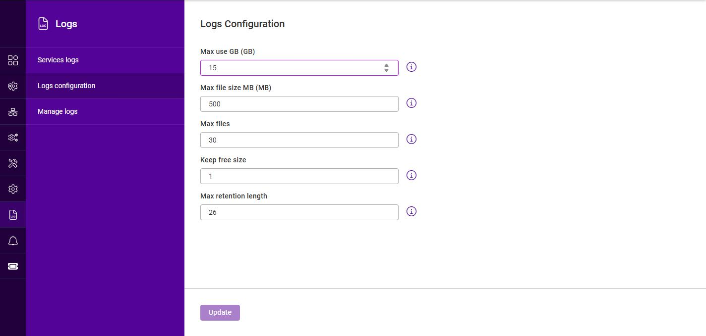 logs configuration