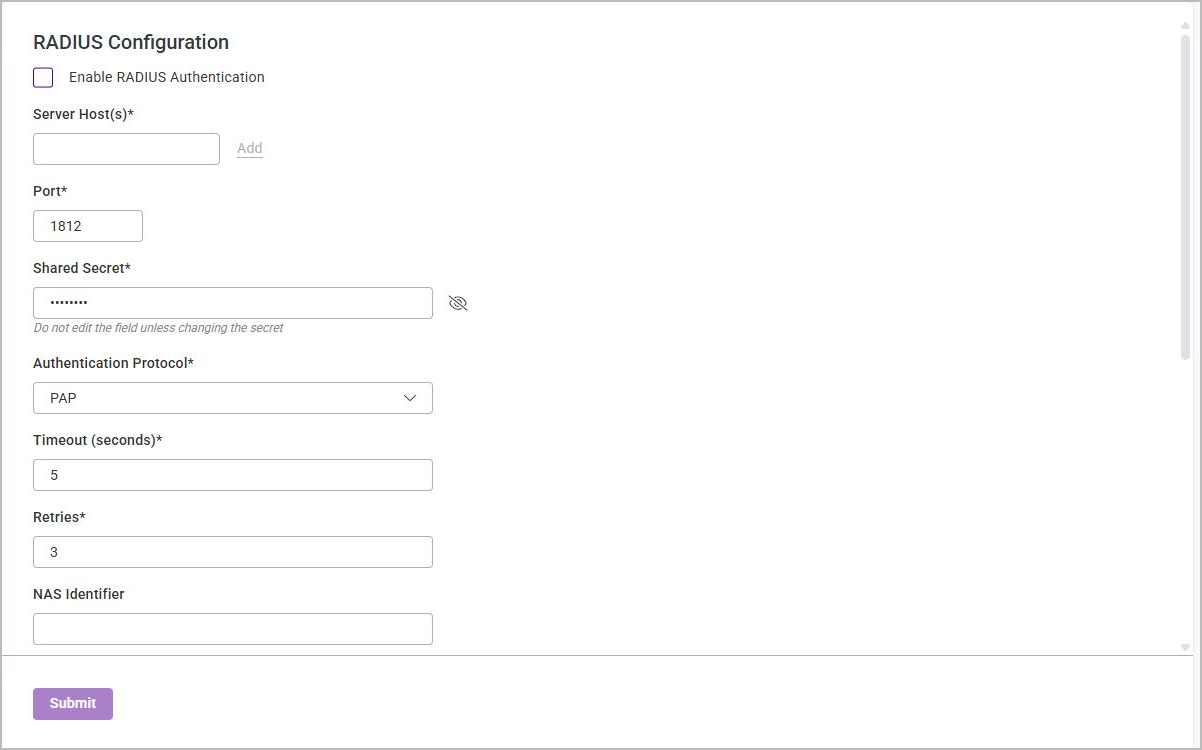 radius configuration
