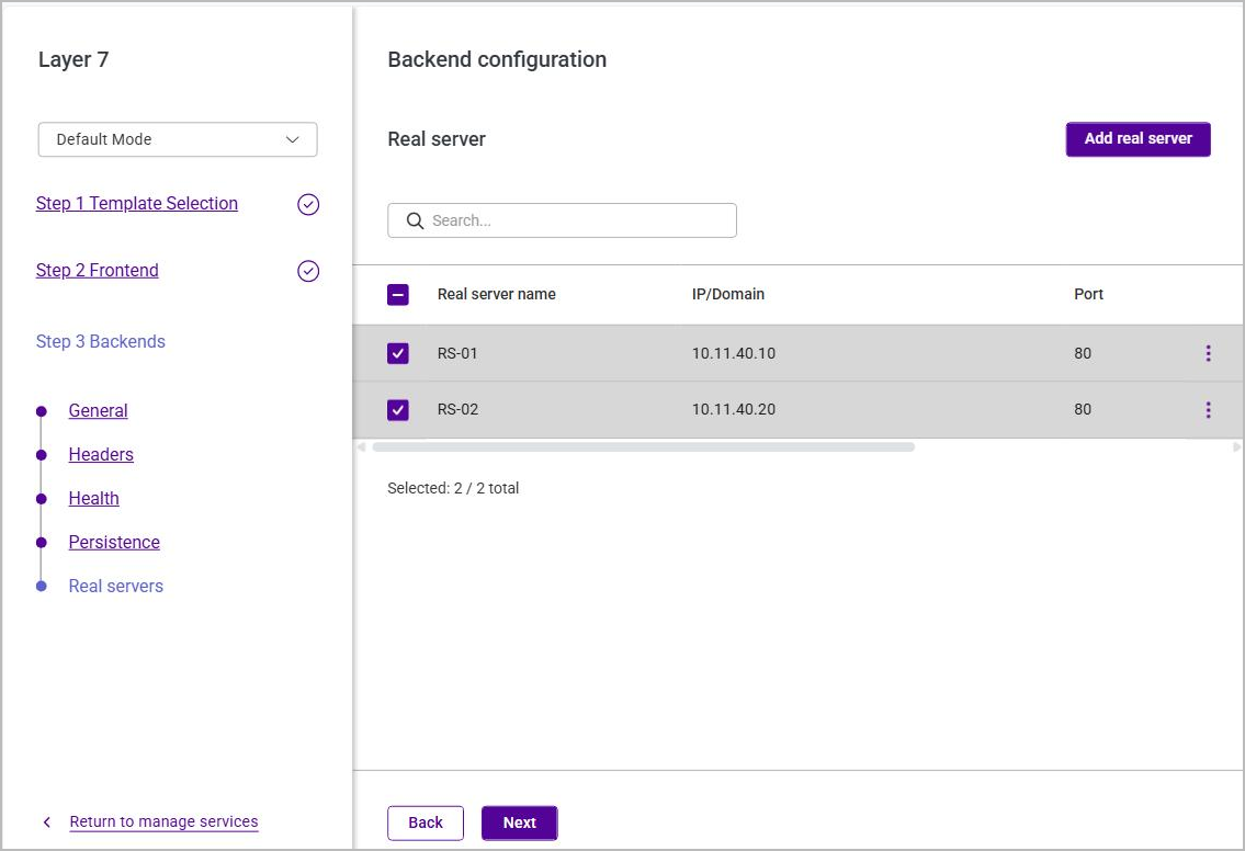 webui add service reals added