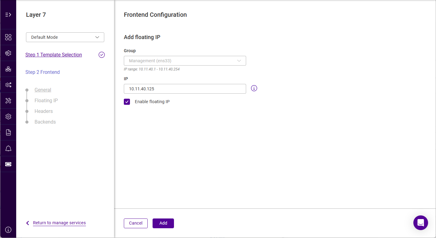 webui add service create fip