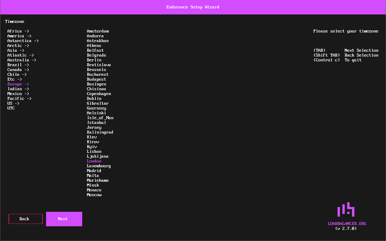 netwiz select timezone