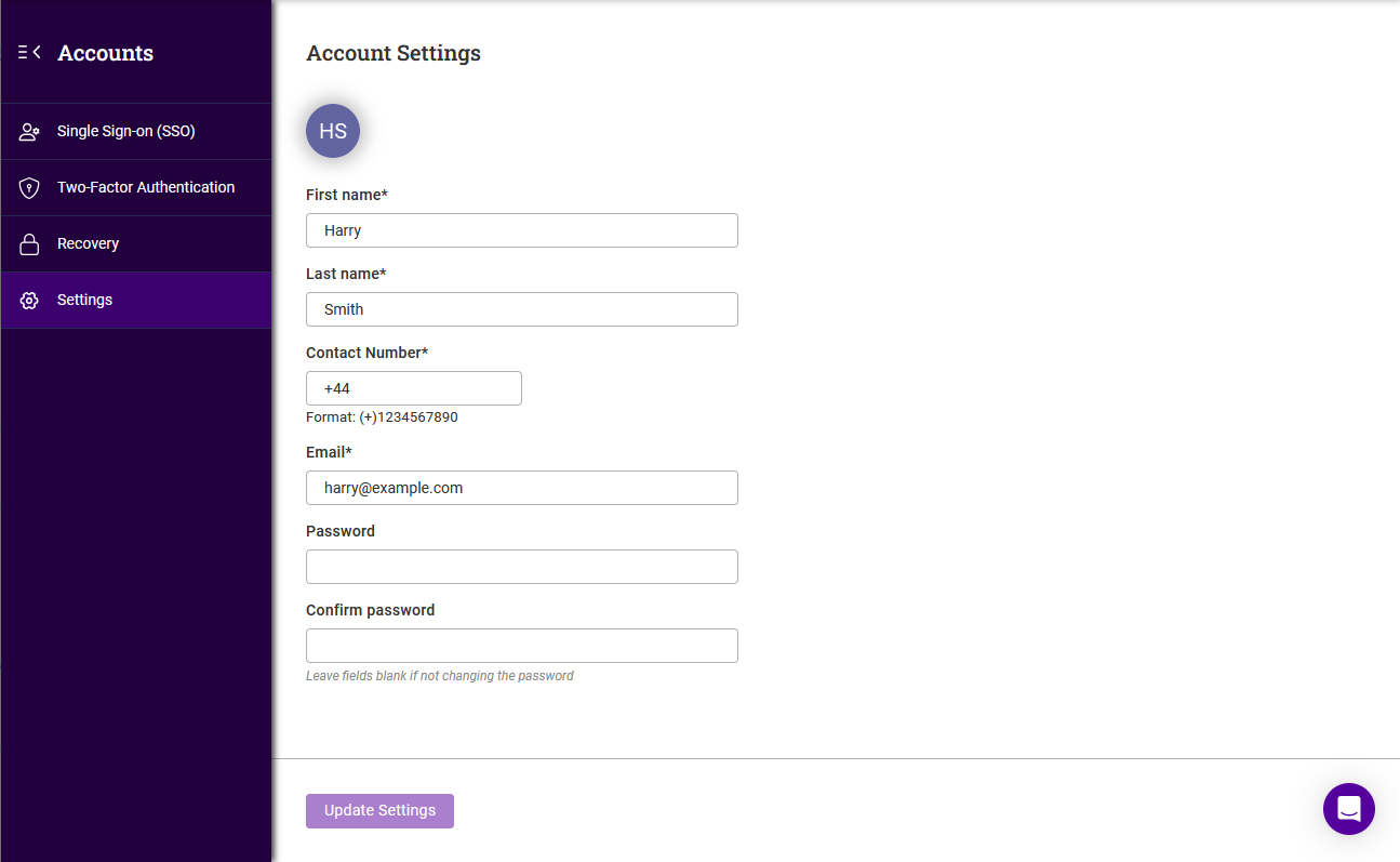 account settings