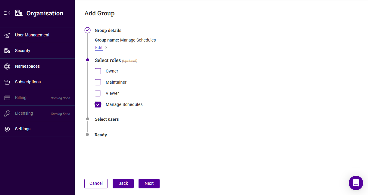 add group select roles