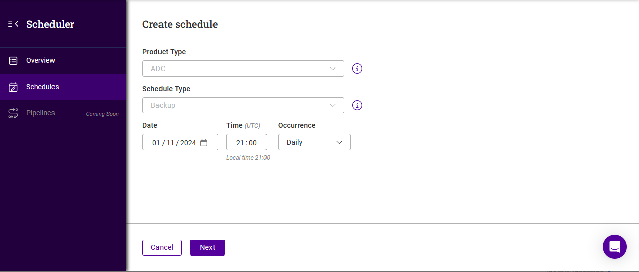 create schedule1