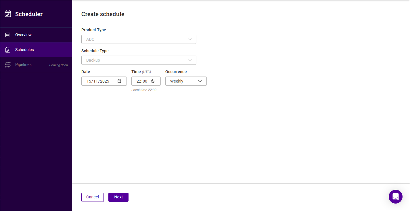 create schedule1